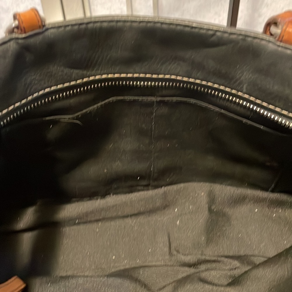 COACH black satchel purse with brown leather straps - Picture 7 of 12